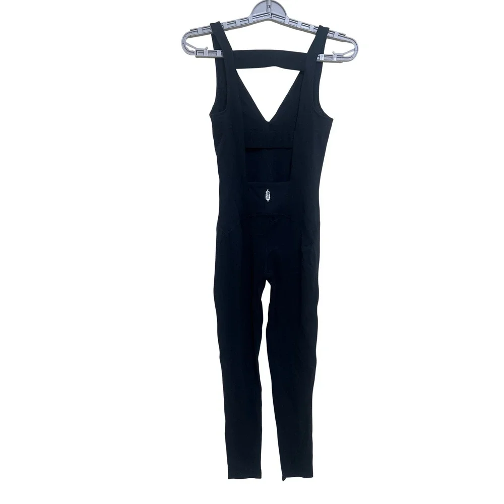 Free People Movement Jumpsuit Women XS Black Excellence Sleeveless V-Neck